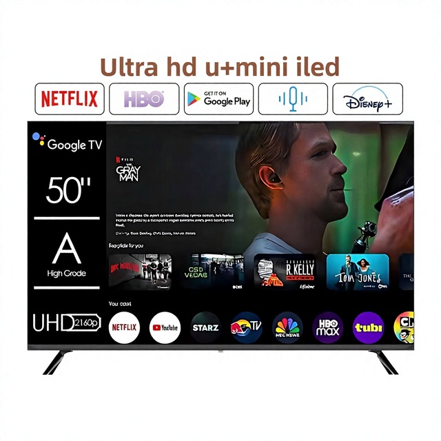 Weier European-export High-color-gamut 65-inch Mini-LED 4K Smart LED Ultra-thin 75- 85-inch Wall-art TV for Black Cabinet 60Hz