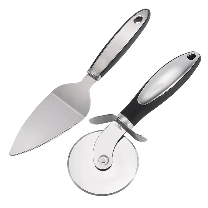 Kitchen Gadget 2pcs Sharp Blade Pizza Knife Shovel Cutter Wheel And Pizza Server Set Metal Pizza Cutter Wheel With Hand