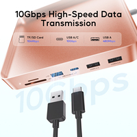 PULWTOP USB Hub untuk I-Mac M1/M3 dengan USB C 10Gbps 3*USB a SD/TF, Mendukung Ekspansi M.2 SSD Maks 4TB (Tidak Termasuk), Oranye