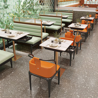 Ensemble de mobilier haut de gamme de luxe léger pour restaurant : banquette rembourrée et table à manger avec tiroirs, idéal pour les chaînes hôtelières