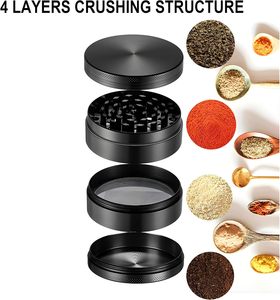 เครื่องบดสมุนไพร4ชั้น63มม. พร้อมที่จับแบบกดเครื่องเทศที่บ้านบรรจุได้ตามต้องการสังกะสี - Product Image 6