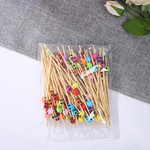 Palillos de cóctel de calavera de bambú, palillos de fruta de cóctel, <span class=keywords><strong>pinchos</strong></span> de aperitivo de sándwich para decoraciones de fiesta de <span class=keywords><strong>cumpleaños</strong></span> de boda - Product Image 4