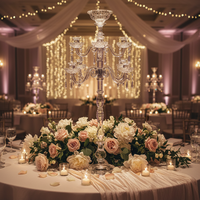 Candélabre à 9 bras en cristal argenté, fait main, écologique, pour mariage et Noël, avec motif imprimé UV, pour décoration de centre de table