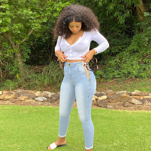 بنطلون جينز نسائي مثير بتصميم عصري مع شعار مخصص، ملابس نسائية أمريكية بعلامة تجارية مخصصة - Product Image 6
