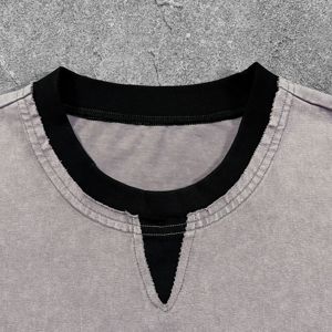 Camiseta de dos piezas en capas de <span class=keywords><strong>color</strong></span> contrastante para hombre de 250g Estilo vintage teñido con cera, lavado y desgastado - Product Image 4