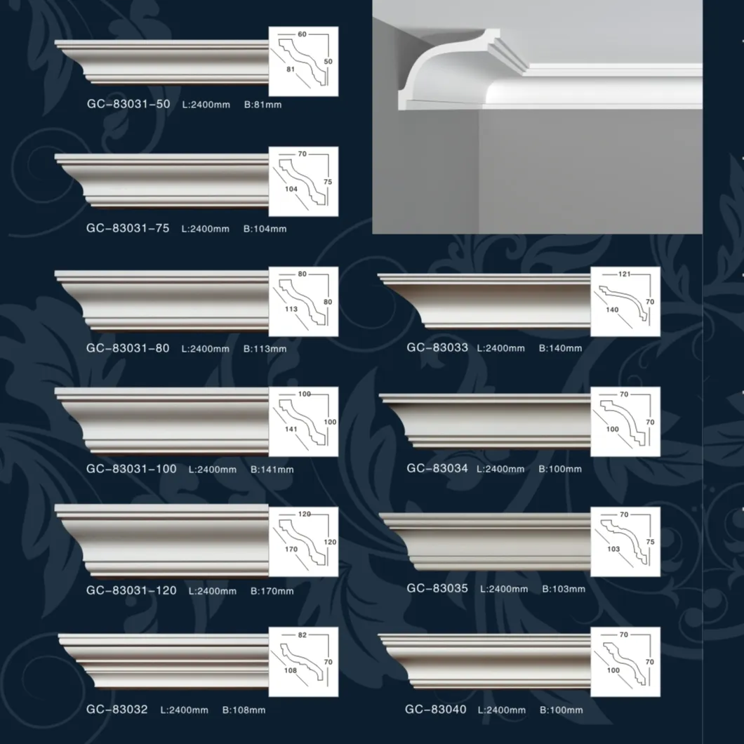 Direkomendasikan Crown Molding Cetakan Dinding Kertas Dinding Crown Molding Bentuk Pu untuk Apartemen