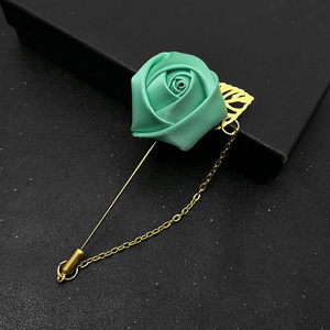 Boutonnières Bourgogne Accessoires de Mariage Corsage de Marié Épingles de Revers Fleur de Rose en Ruban Broche Boutonnière Femme Décoration Mariage Bal de Promo - Product Image 3