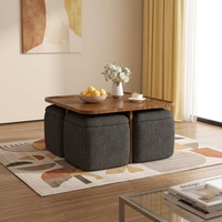 Table basse minimaliste italienne en bois avec tabourets de rangement au design moderne pour petits appartements, mobilier de salon