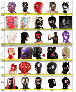 Nuevo estilo Blanco/rojo Trim Full Face Hooded Rubber <span class=keywords><strong>Latex</strong></span> Fetish Big Eyes Binding Sexy <span class=keywords><strong>Latex</strong></span> Head - Product Image 6
