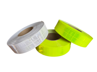 Ruban réfléchissant en PVC prismatique de 5 cm de large, couleur jaune, motif quadrillé haute visibilité pour les secours d'urgence, la sécurité routière