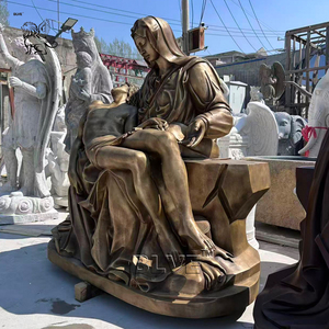 BLVE Sculpture religieuse catholique <span class=keywords><strong>d</strong></span>écorative en métal, représentant la Vierge Marie tenant le Christ mort, Pièta en laiton et bronze - Product Image 2