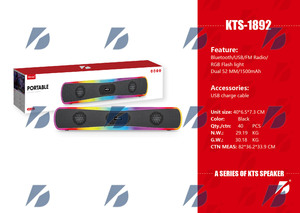 Altavoz Inalámbrico Portátil para Exteriores KTS con Radio FM, Doble Altavoz de <span class=keywords><strong>52</strong></span> mm KTS-1892, Precio de Fábrica, Venta al Por Mayor, OEM - Product Image 6