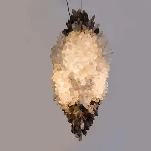 Lámpara colgante de cristal de cuarzo ahumado transparente de lujo, escultura de luz Goliath de Christopher para sala de estar de isla