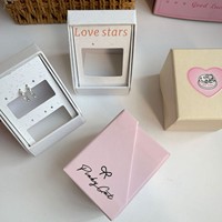 Boîtes cadeaux personnalisées en stock avec logo estampé à chaud pour bijoux, boîtes de présentation rectangulaires en papier avec fenêtre pour bijoux fins