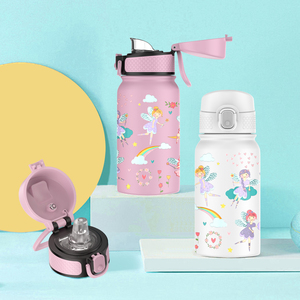 SilverJet Insulated Stainless Steel Water Bottle 350ml <b>With</b> <b>Straw</b> Cute Design For Kids And Adults Outdoor Use - Product Image 2