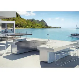 Artisan BBQ Island Outdoor Round Grill WIth Fridge Outdoor Kitchen With Bar