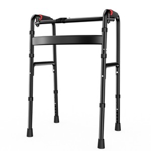 Aide à la marche en alliage d'aluminium noir, hauteur réglable sur 8 niveaux, pour soutenir la mobilité des personnes âgées - Product Image 1