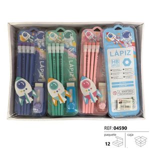 Lapiz 8Pcs Hb Pencil Set With Sharpener And Eraser Space Theme Kids School Supplies Pack Of 12 - Product Image 3
