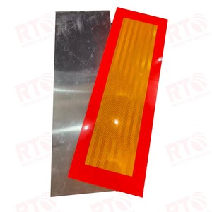 Grado comercial 195mm * 565mm logotipo personalizado rojo amarillo rectángulo Placa de marcado trasero pegatina Material reflectante vinilo para camión - Product Image 2