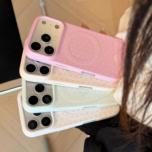 Soft Film Magnetic Polka Dot case for 17 Pro/ 16/15/13 Korean-style Instagram-inspired Minimalist Design Matte
