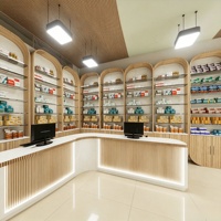 Vitrine murale personnalisée pour pharmacie avec éclairage LED - Étagères d'exposition médicales pour la décoration et la rénovation des magasins de détail