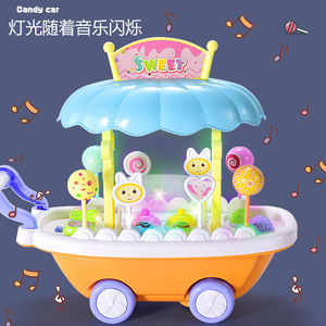 Carrito de helados de juguete para niños, carrito giratorio eléctrico de dulces, para niños de 4 a 6 años, material plástico - Product Image 2