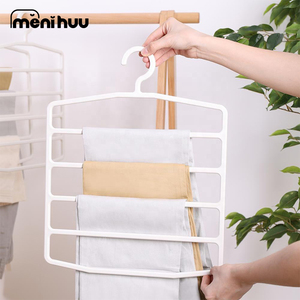 Cintres <span class=keywords><strong>pour</strong></span> pantalons Gain de place Cintres en plastique à 5 niveaux Organisateurs de placard antidérapants et rangement <span class=keywords><strong>pour</strong></span> jupe de pantalon - Product Image 5