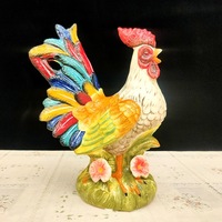 Produits chinois de luxe salon céramique animal coq sculpture ferme maison statue poulet ornement décor à la maison