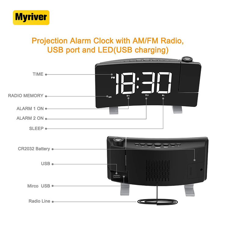 Myriver Digital Time Date And Temperature Are Displayed On The Same Screen Wooden Alarm Table Deak Clock