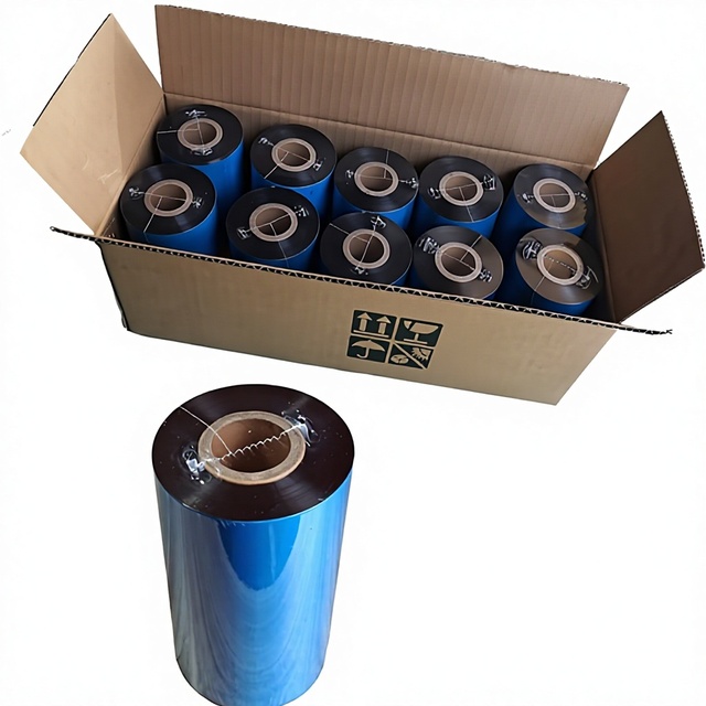 Wax Ribbon Thermal Transfer 110mm x 300m Black Ink Outside 1 Inch Core For Barcode Label Printing