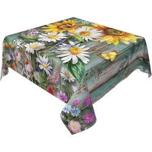 Mantel de poliéster cuadrado de 55 \ "de estilo bohemio, flores coloridas para decoración del hogar y aplicación de marca de hoteles en Stock - Product Image 2