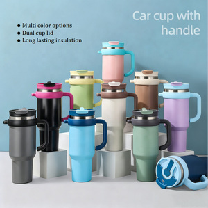 Nouvelle tasse isotherme à double paroi en acier inoxydable 304 noir moderne de 40 oz, anti-fuite, avec couvercle de paille pliable, gobelets de voiture - Product Image 1