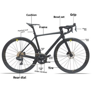 Vélo de route en fibre de carbone Feruike à double frein à disque, 24 vitesses, guidon monobloc moulé, câblage interne dissimulé, course - Product Image 6