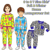 Ensemble de vêtements d'intérieur légers en bambou 230 GSM pour enfants, garçons et filles, avec haut à col rond à manches longues et pantalon de jogging pour l'automne/hiver – Vente chaude