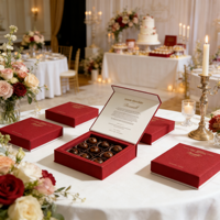 Boîte à chocolat de mariage carrée de luxe personnalisée par le fabricant, finition mate, gaufrage, doublure en éponge, papier écologique