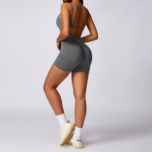 One-Piece Yoga Jumpsuit Women Short Fitness Overalls Sexy Romper Sports Set High Elastic <strong>Gymnastics</strong> Suits Workout Tracksuit - Product Image 5