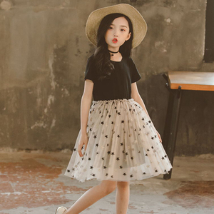 Nouvelle Robe de Performance Latine Premium pour Filles et Enfants, Motif Western, en Tissu Net Bitter Fleabane, Coupe A-Line, Manches Courtes, Respirante, Été - Product Image 3