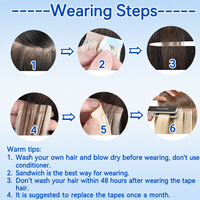 Extensions de cheveux brésiliens raides 100 % naturels Remy à bandes adhésives, qualité salon, pour femme