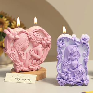 Nouveau moule en silicone pour bougie ange de la pâtisserie mère-fille, moule en silicone pour bougie de <span class=keywords><strong>pied</strong></span> de bébé DIY, moule en silicone pour plâtre - Product Image 3