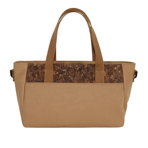 Venta al por mayor portátil hombro bandolera viaje grande café fibra de carbono señoras FIN DE SEMANA bolsos corcho madera bolsas de mano - Product Image 4