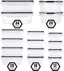 Clear Rectangle Eco-Friendly PP Plastic Leak-proof Modern <b>Kitchen</b> Fridge Organizer 16-Piece Food <b>Storage</b> <b>Box</b> Set for Freshness - Product Image 3