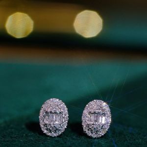 Xinfly 18k Gold White Small Simple Design 0.22ct Oval Natural <b>Fine</b> Halo <b>Stud</b> <b>Earrings</b> Diamond Jewelry - Product Image 3