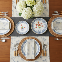 Service de table en céramique bleu et blanc de style chinoiserie, vaisselle de restaurant, écologique, compatible lave-vaisselle, prêt à la vente pour la maison et la cuisine