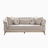 Ensemble de canapés modulaires en tissu haut de gamme avec rembourrage en mousse, pieds en acier inoxydable doré, design moderne, durable et confortable pour salon