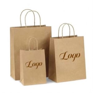 Sacs en papier kraft brun imprimés sur mesure pour la vente à emporter avec votre propre logo, vente en gros, emballage pour restaurants et fast-foods - Product Image 1