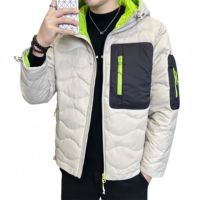 Veste matelassée pour homme avec col en sherpa, motif monogramme, manteau chaud d'hiver, fermeture éclair, streetwear décontracté, vêtements d'extérieur