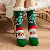 Chaussettes d'hiver mi-mollet à motif de dessin animé pour femmes, très vendues, pantoufles d'intérieur, épaisses, rembourrées, respirantes, antidérapantes, avec logo intégré