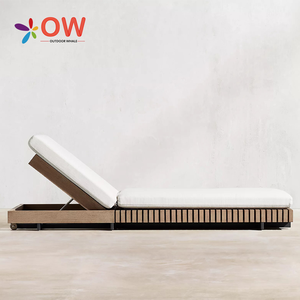 كراسي تسكع من خشب الساج لحمام السباحة في الهواء الطلق صانعة الشمس في الفنادق - Product Image 2