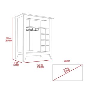 DB New Canaan Gabinete Bar Gris Claro 6 Botellas 1 Cajón 1 Estantería - Product Image 6