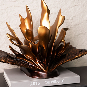 Accessori da Scrivania Moderni Fatti a Mano, Oggetti Decorativi di Lusso <span class=keywords><strong>per</strong></span> <span class=keywords><strong>Ufficio</strong></span>, Scultura Floreale in Resina Dorata Antica, Decorazione <span class=keywords><strong>per</strong></span> la Casa - Product Image 6